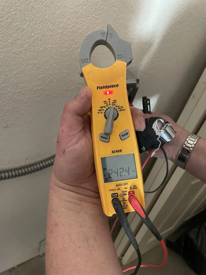 Voltage testing with clamp meter during Aluminum Wiring Replacement in Pennsburg